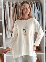 Dámska blúzka maslová oversize s príveskom COMFILA ecru (ry2787)