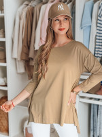 Dámska oversize maslová blúzka s príveskom COMFILA tmavohnedá (ry2789)