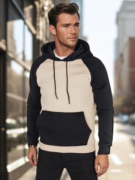 Pánska basic mikina s kapucňou béžová (bx5890)