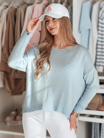Dámsky sveter one size oversize hladký SENZIA modrý (my2448)
