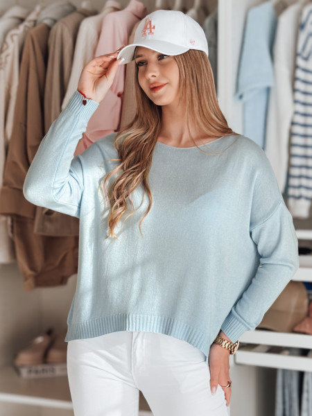 Dámsky sveter one size oversize hladký SENZIA modrý (my2448)