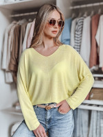 Dámsky oversize sveter jednej veľkosti NORVAN lemon (my2456)