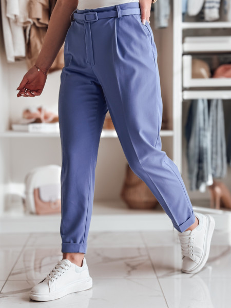 Elegantné dámske skladané nohavice s opaskom PLISSO blue (uy2517)