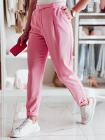 Elegantné dámske skladané nohavice s opaskom PLISSO pink (uy2519)