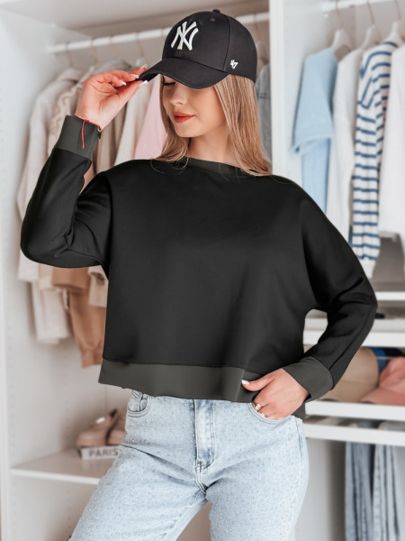 Dámska oversize maslová blúzka s príveskom NUBISS black (ry2802)
