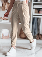 Elegantné dámske skladané nohavice s opaskom PLISSO béžová (uy2516)