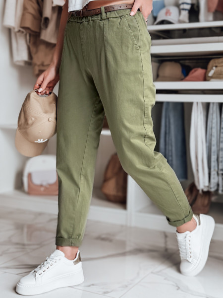 Dámske chino nohavice s opaskom RELCIX khaki (uy2582)