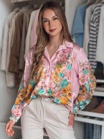 Dámska oversize kvetinová košeľa BLOSSIVA ružová (dy0465)