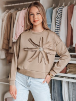 Dámska oversize mikina s kvetom PETITKA mokka (by1386)