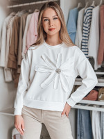 Dámska oversize mikina s kvetom PETITKA ecru (by1387)