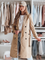 Dámsky dlhý kabát s opaskom SLIMFOTA camel (ny0746)