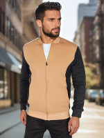 Pánska mikina na zips so stojačikom, camel (bx5903)