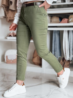 Dámske slim fit nohavice s opaskom LINESKA khaki (uy2575)
