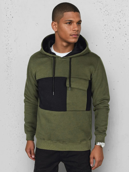 Pánska mikina s kapucňou khaki (bx5913)