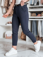 TAIRONIK tmavomodré dámske nohavice slim fit s opaskom (uy2542)