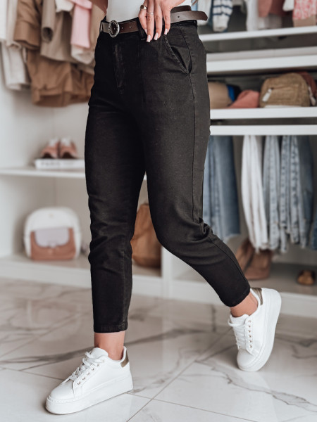 Dámske slim fit nohavice s opaskom TAIRONIK black (uy2544)