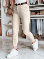 Dámske slim fit nohavice s opaskom TAIRONIK svetlo béžová (uy2546)