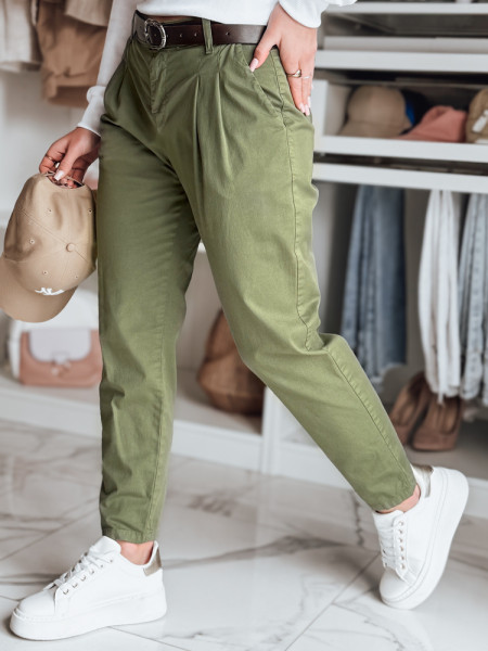 Dámske nohavice chinos s opaskom MODELA khaki (uy2572)