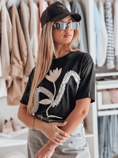 Dámske oversize tričko s 3D efektom čierne (ry2716)