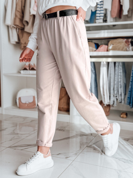 Dámske chino nohavice s opaskom TAILANDI pink (uy2551)