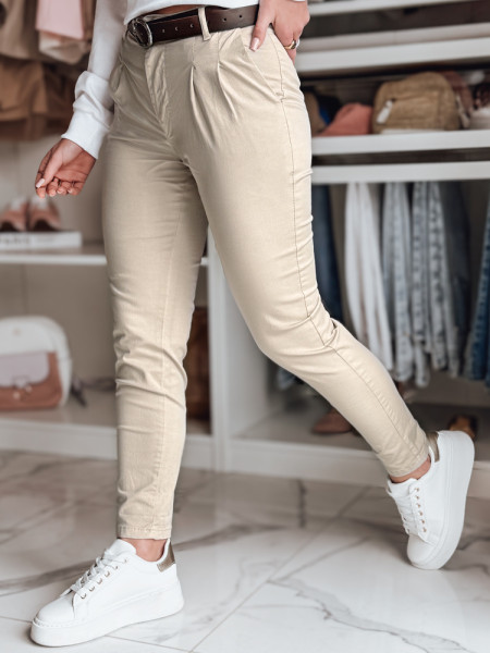 Dámske chino nohavice s opaskom MODELA cappuccino (uy2566)