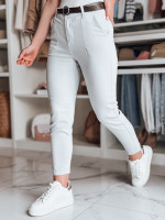 Dámske slim fit nohavice TAIRONIK s opaskom, svetlosivé (uy2538)