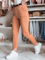 Dámske slim fit nohavice TAIRONIK s opaskom, tehlové (uy2543)