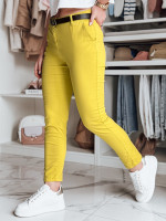 Dámske slim fit nohavice s opaskom LINESKA horčicová (uy2579)