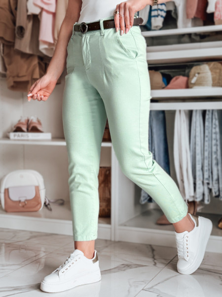 Dámske slim fit nohavice TAIRONIK s opaskom mint (uy2541)