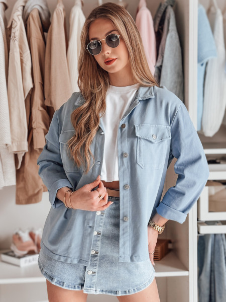 Dámska oversize košeľová bunda OVERBOR modrá (ty4887)