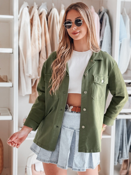 Dámska oversize košeľová bunda OVERBOR khaki (ty4889)