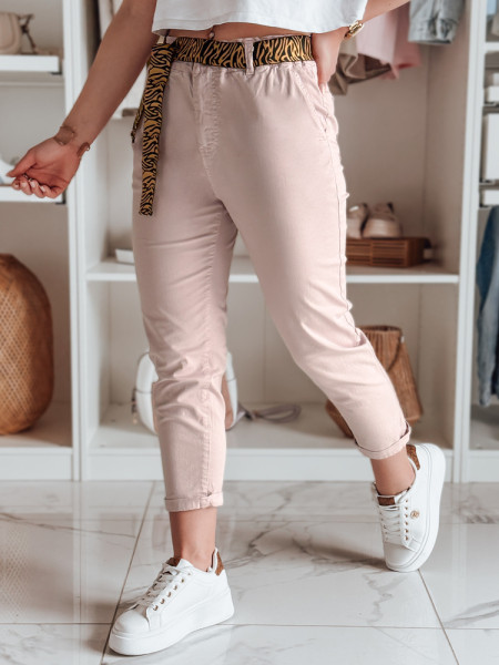 Dámske ležérne nohavice s opaskom MADELINA pink (uy2627)