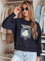 Dámska oversize mikina s potlačou GOOSHY tmavomodrá (by1428)