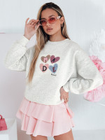 Dámska oversize mikina so srdiečkami MADELIN grey (by1459)