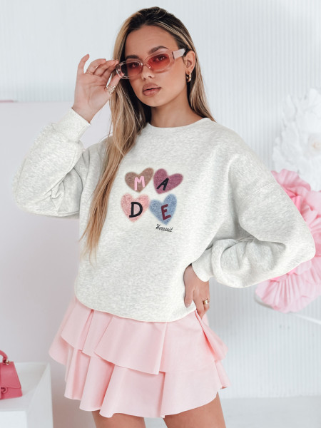 Dámska oversize mikina so srdiečkami MADELIN grey (by1459)