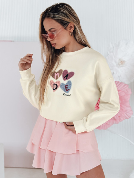 Dámska oversize mikina so srdiečkami MADELIN béžová (by1461)