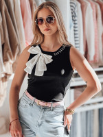 Dámske tričko na ramienka a mašľu PERBOW black (ry2733)