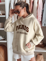 Dámska oversize mikina s kapucňou PARISSIA béžová (by1457)