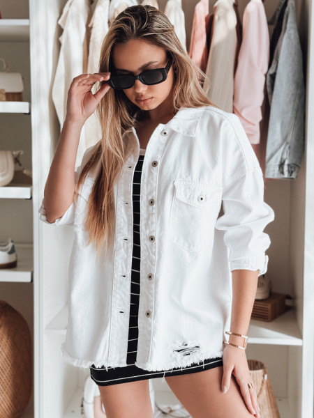 JUSTDEM biela oversized riflová bunda (ty4903)