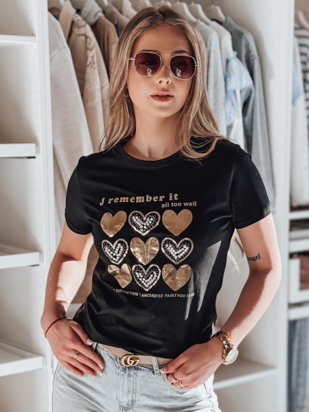 Dámske tričko so srdiečkami LOVETIK čierne (ry2734)