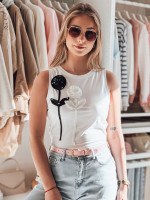 Dámsky kvetinový cami top PETITO white (ry2730)