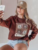 MISOBEARS bordová oversized dámska mikina s medvedíkmi (by1434)