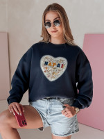 Dámska oversize mikina so srdiečkom SERDUCHOVA tmavomodrá (by1439)
