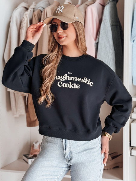 Dámska oversize mikina s potlačou COOKIES, tmavomodrá (by1447)