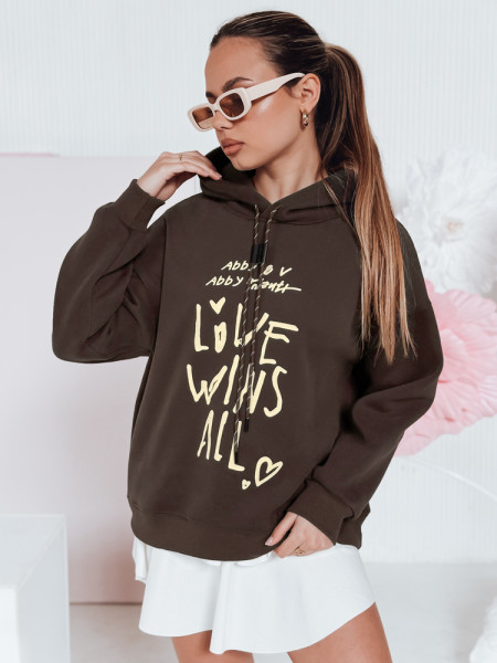 LOVEWILL hnedá oversized mikina s kapucňou pre ženy (by1470)