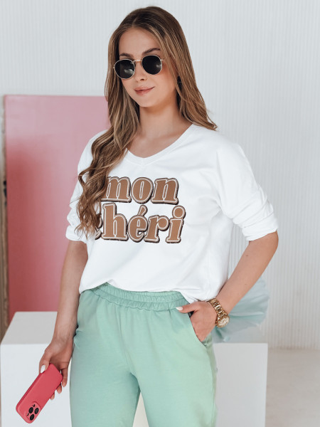 CHERINO biela oversized dámska blúzka s potlačou (ry2828)