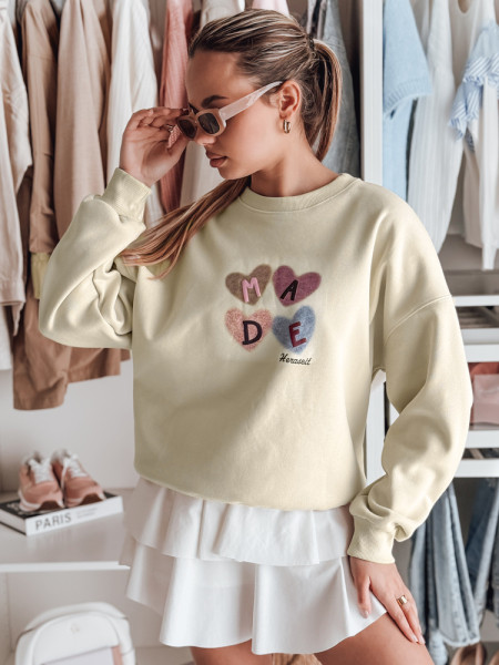 Dámska oversize mikina so srdiečkami MADELIN svetlozelená (by1460)