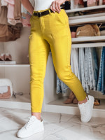 Dámske nohavice slim fit s opaskom TAIRONIK mustard (uy2539)