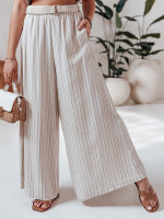 Dámske široké nohavice s opaskom SUMMERLINE béžová (uy2697)