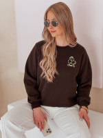CHESOFT hnedá oversized dámska mikina s výšivkou (by1401)